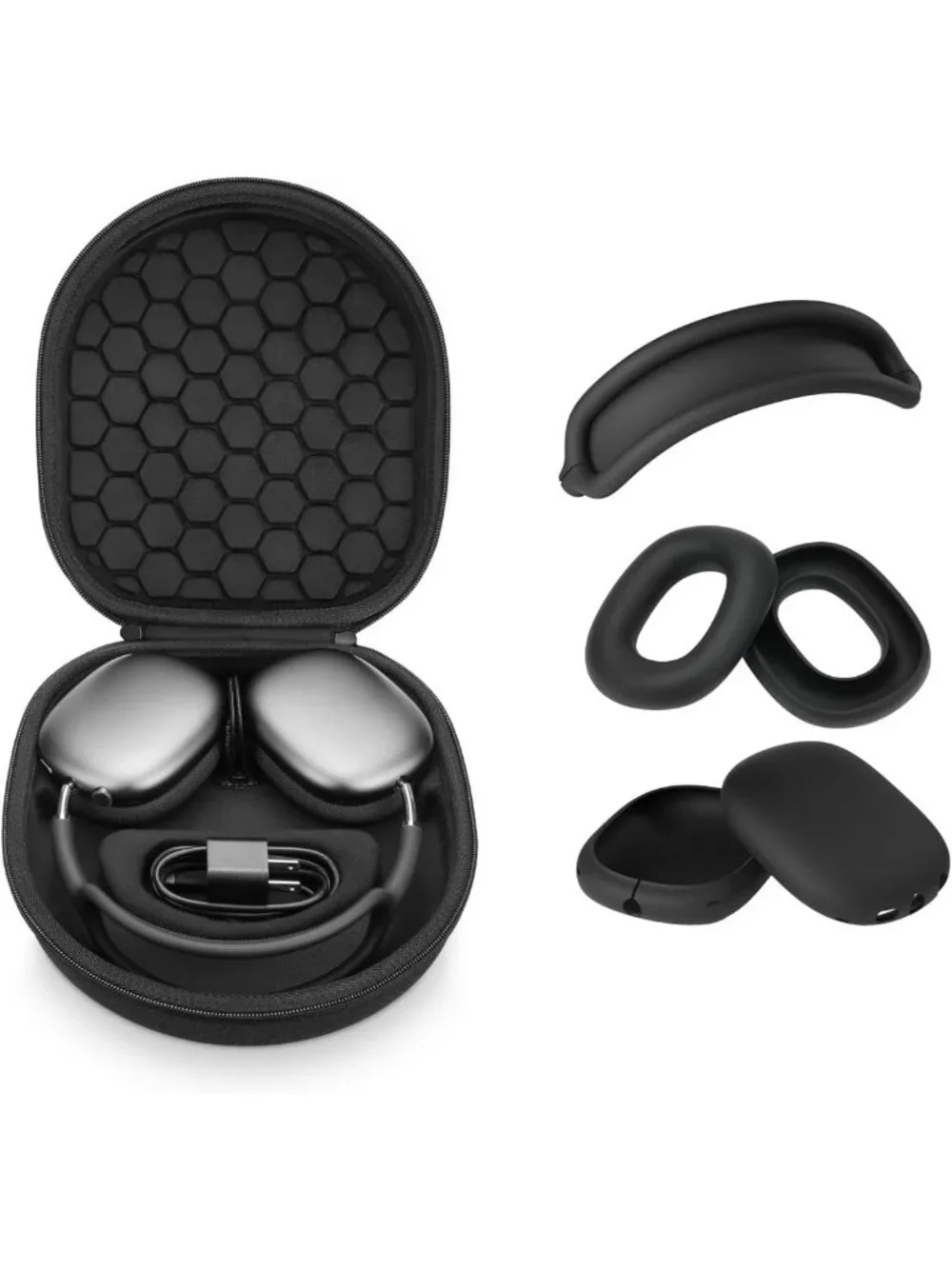 Smart Case for AirPods Max - Sleep Mode, Silicone Earpad Covers & Travel